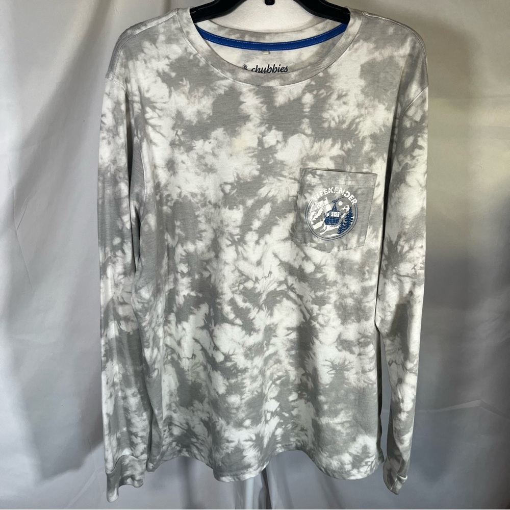 Chubbies Tie Dye Long Sleeve Weekender Pocket Tee Snow Gondola Ski‎ Graphic XXL